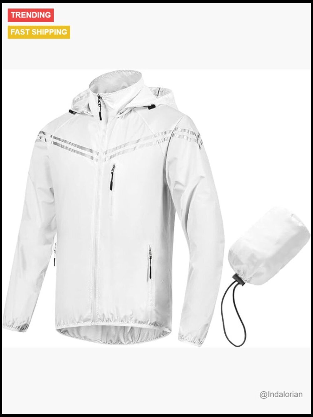 Waterproof Packable Running Cycling Jacket Windbreaker with Removable Hood